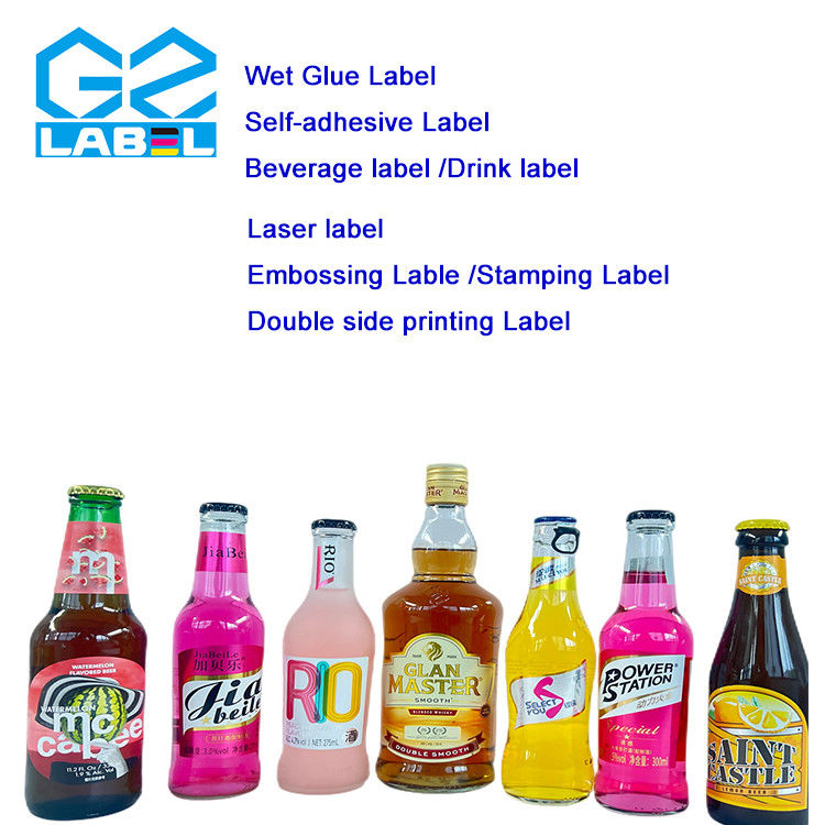 Rótulo de garrafa de cerveja de papel com acabamento brilhante feito de papel fácil de aplicar e remover