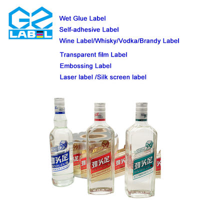 Papel autocolante transparente para etiquetas de garrafas de vinho Desenhos e formas personalizados disponíveis